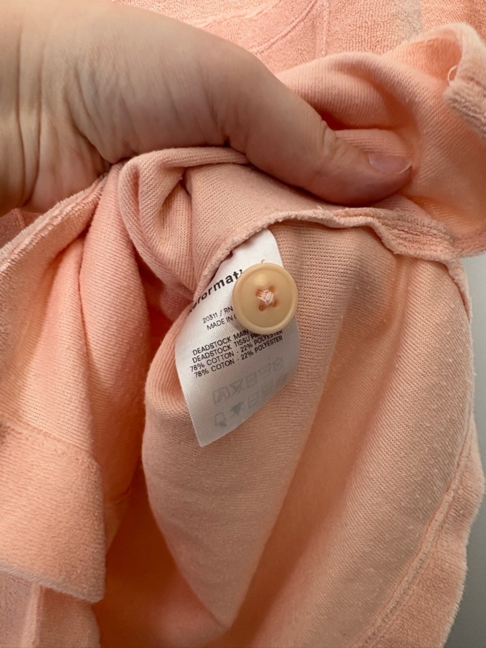 Reformation Jeans Towel Terry Short Sleeve Light Pink Button Up Polo - Picture 7 of 8